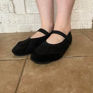 Y2k black velvet toe ballet flats